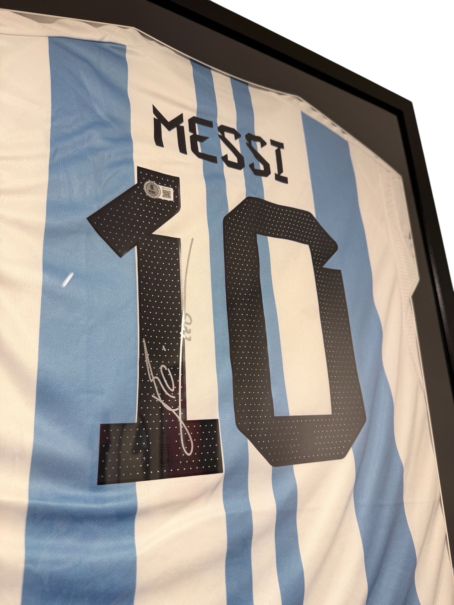 Argentina 2022 Hjemme Messi Signeret indrammet