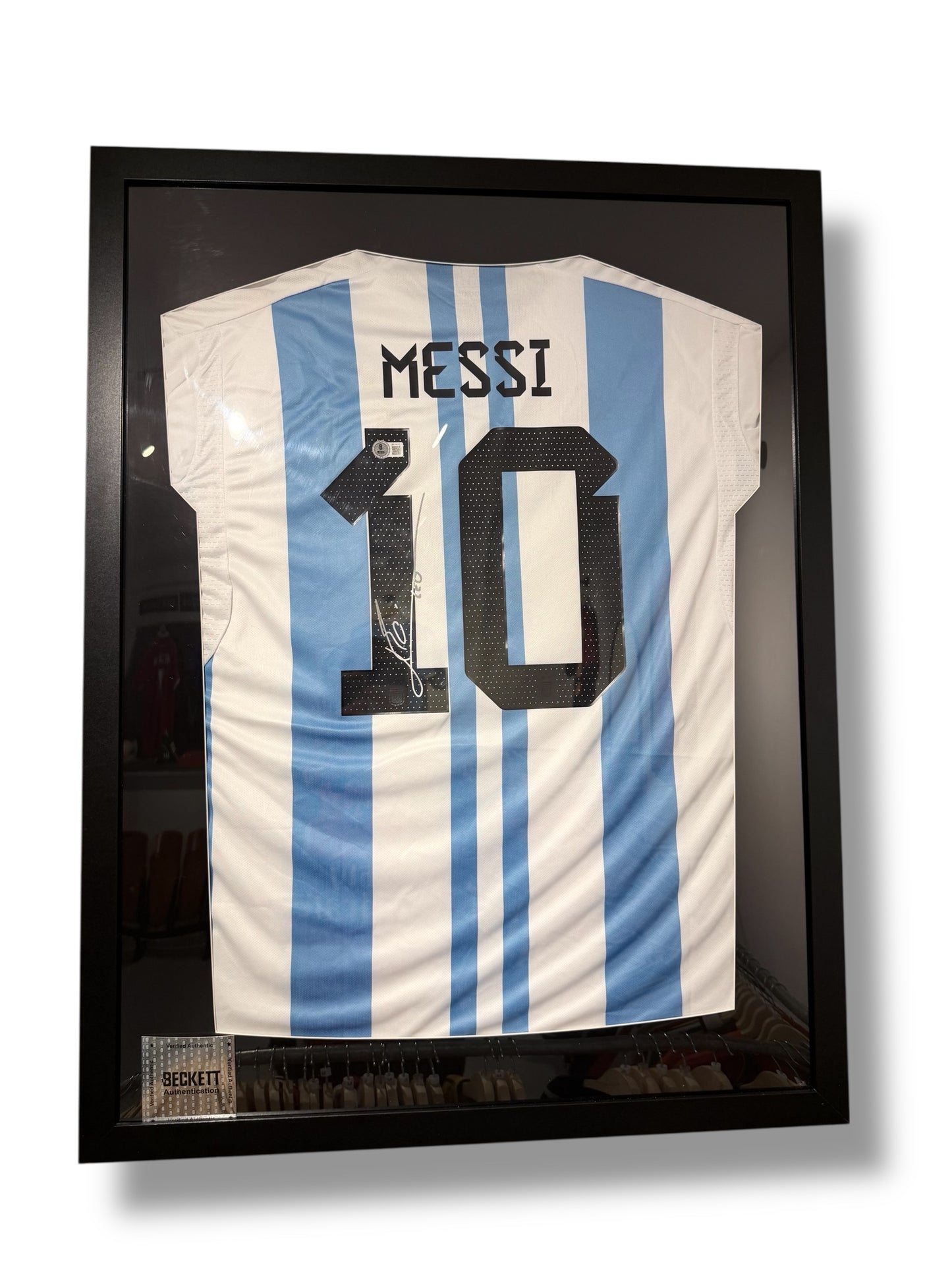 Argentina 2022 Hjemme Messi Signeret indrammet